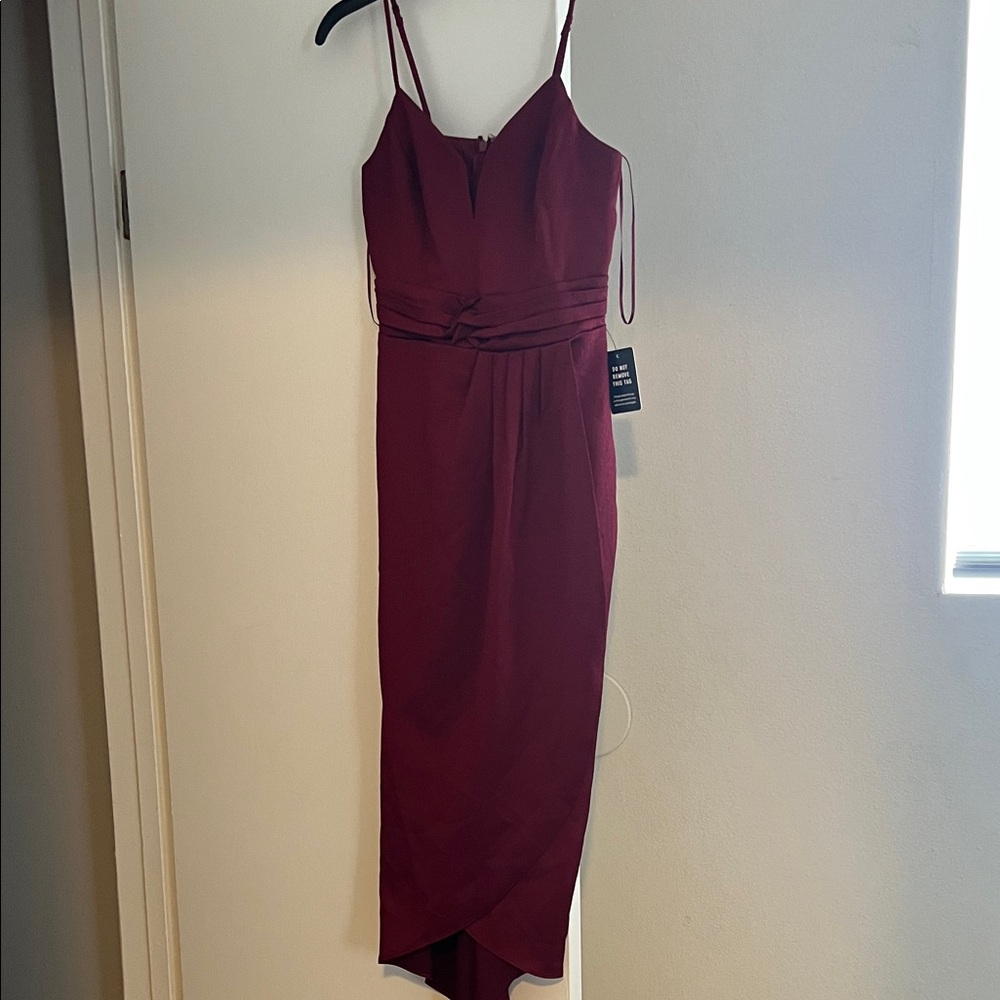 Express Wine High Low Spaghetti Strap Dress